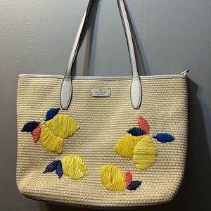 Kate Spade Woven Tote with Yellow and Blue Accents